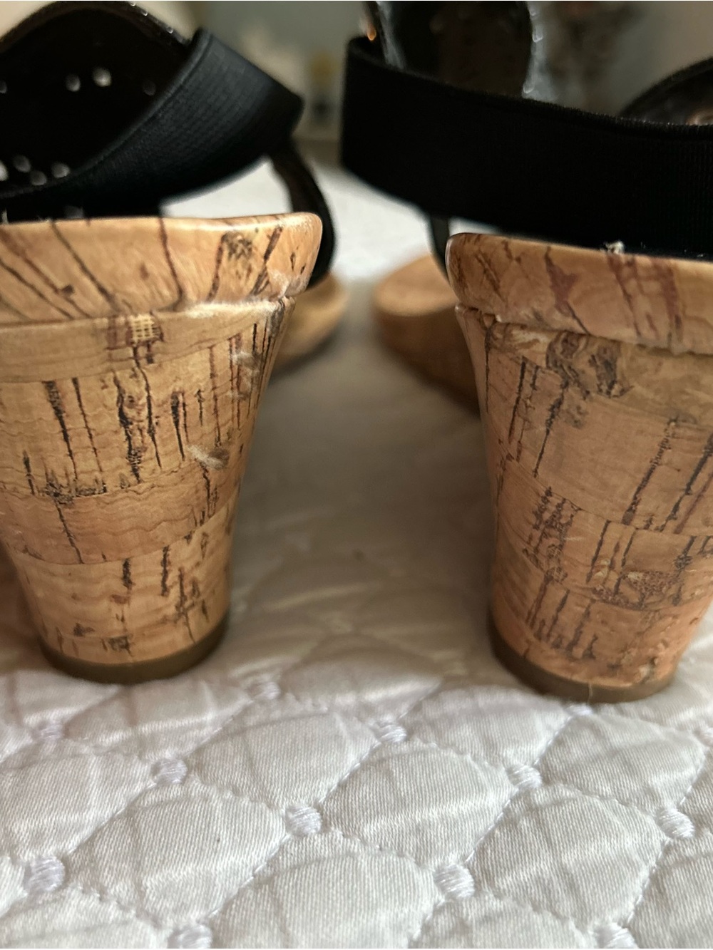 Croft & Barrow Black Cork Wedge Sandals with Elastic Back Size 10 - Picture 5 of 10